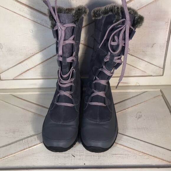 The North Face Nuptse faux Fur Boots Iron Gate Grey Quail Grey purple sz 8.5 - Picture 4 of 10